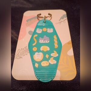 Handmade Kawaii Teal Motel Keychain UV Resin Sealed Cute Pastel Aesthetic Gift ✨